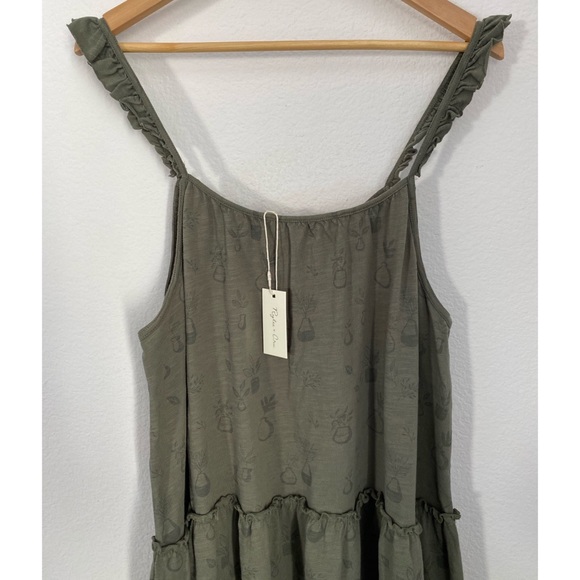 Rylee + Cru • Fern Green Plant Jersey Cotton Tiered Dress NWT - Picture 4 of 16